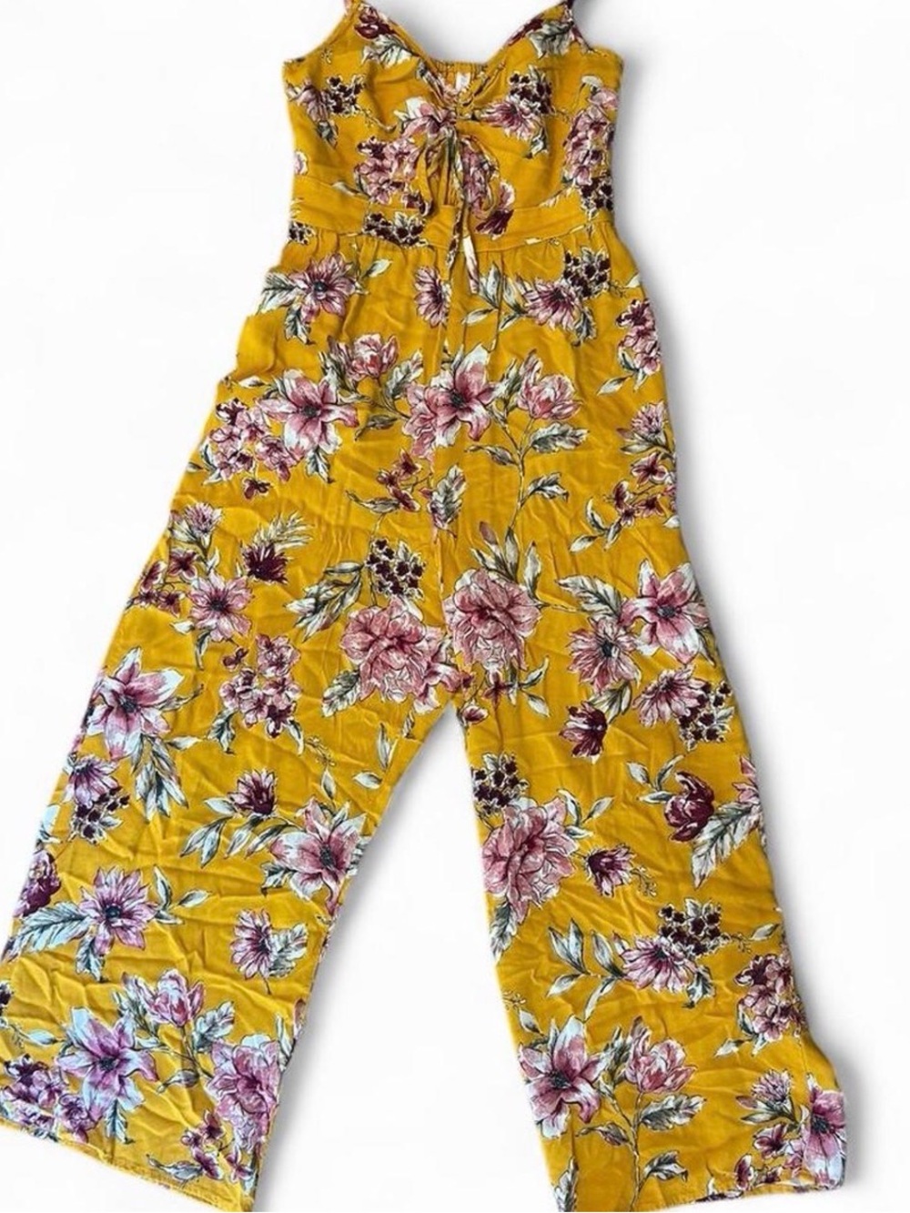 Xhilaration Yellow Floral Jumper, V neck, Size XS